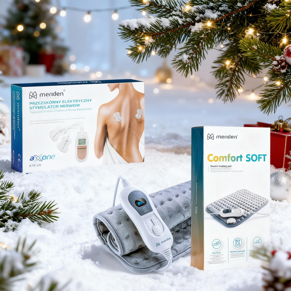 ⚡ ZESTAW ULGA W BÓLU: Elektrostymulator Meriden Axone + Poduszka Grzewcza